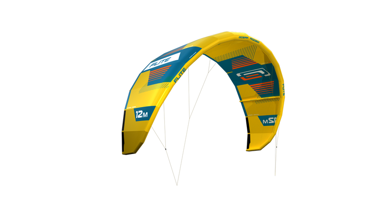 Ocean Rodeo Flite 3S A-Series. Image shows a blue and yellow kite with 'Ocean Rodeo' branding.