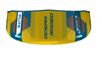 Ocean Rodeo Flite 3S A-Series. Image shows a blue and yellow kite with 'Ocean Rodeo' branding.