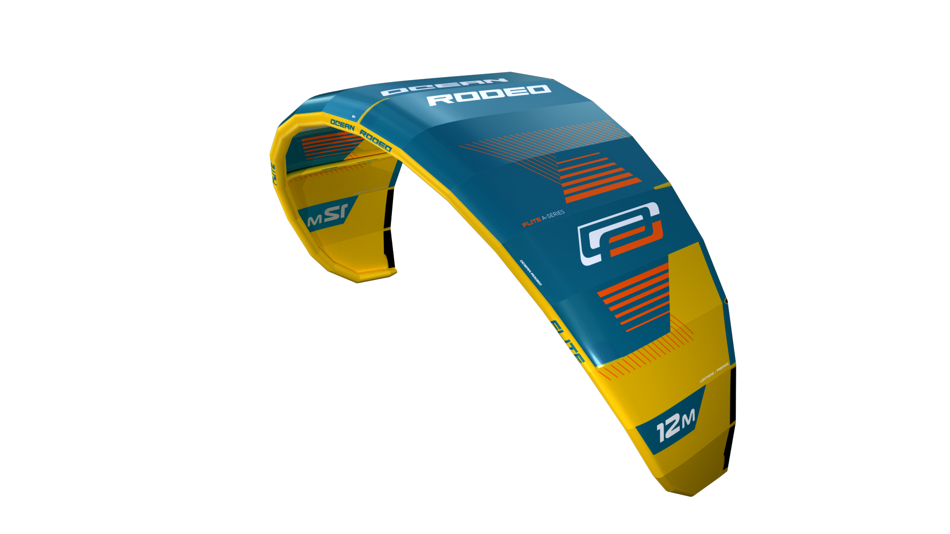 Ocean Rodeo Flite 3S A-Series. Image shows a blue and yellow kite with 'Ocean Rodeo' branding.