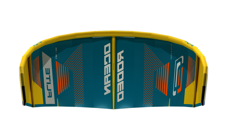 Ocean Rodeo Flite 3S A-Series. Image shows a blue and yellow kite with 'Ocean Rodeo' branding.