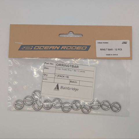 12 pack of T-Bar Rings. Replacement part for Ocean Rodeo kiting gear.